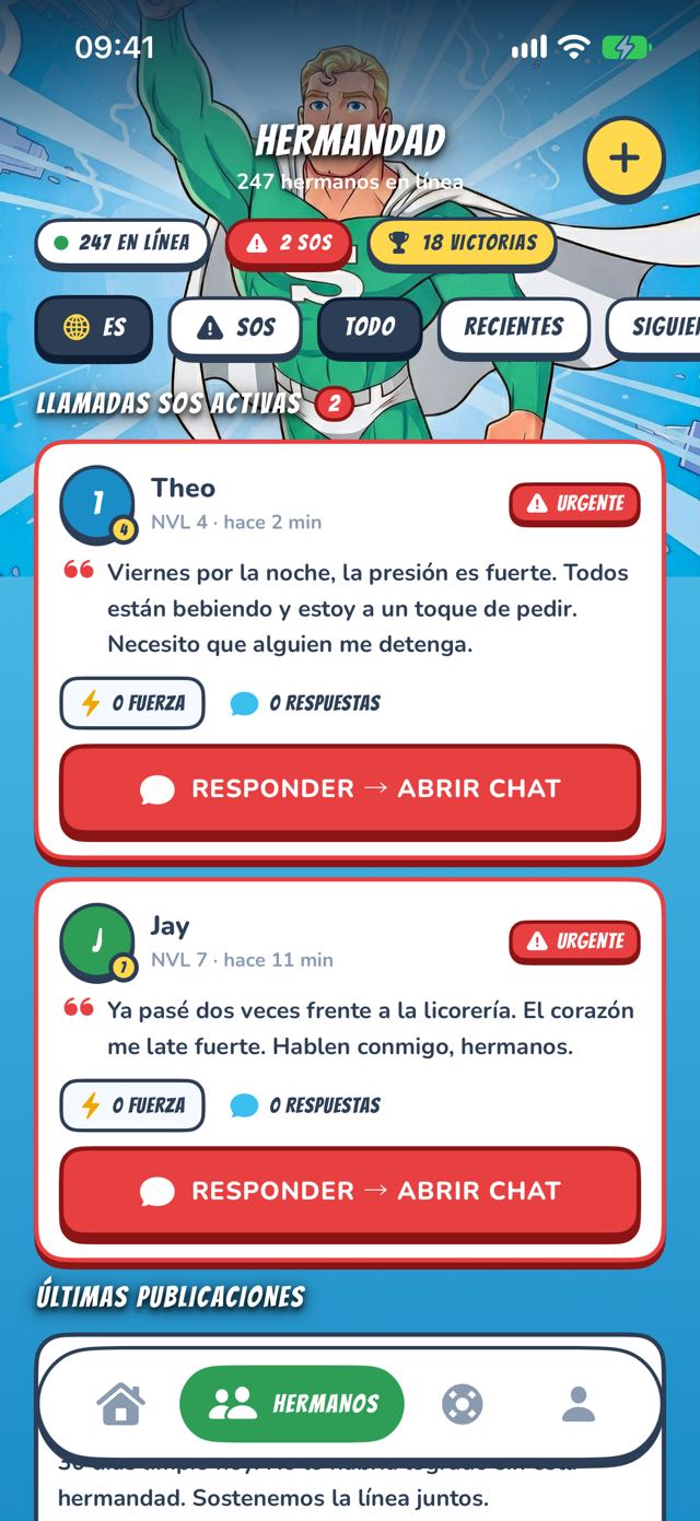 Muro de la hermandad con llamadas SOS
