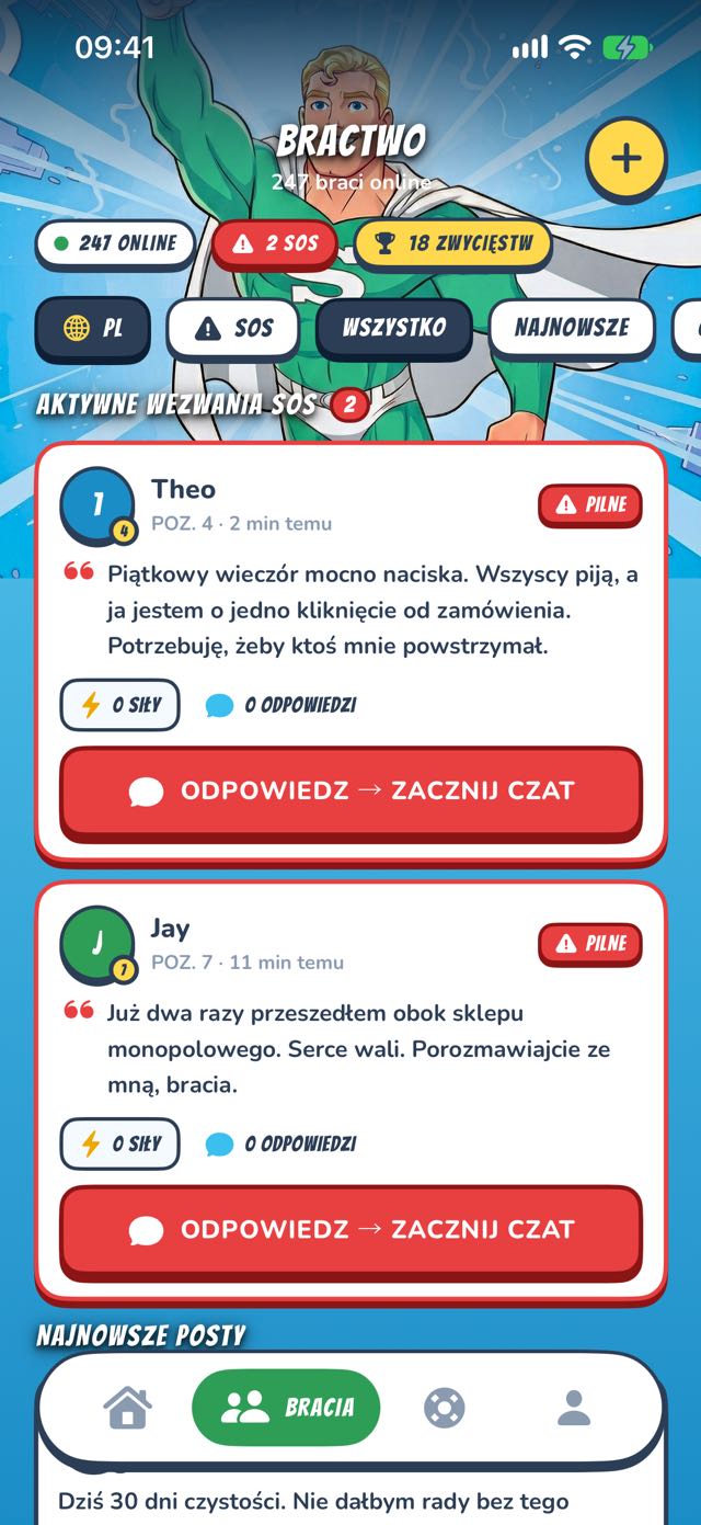 Tablica bractwa z wezwaniami SOS
