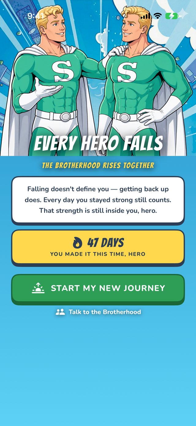 Slip recovery — every hero falls, the brotherhood rises together