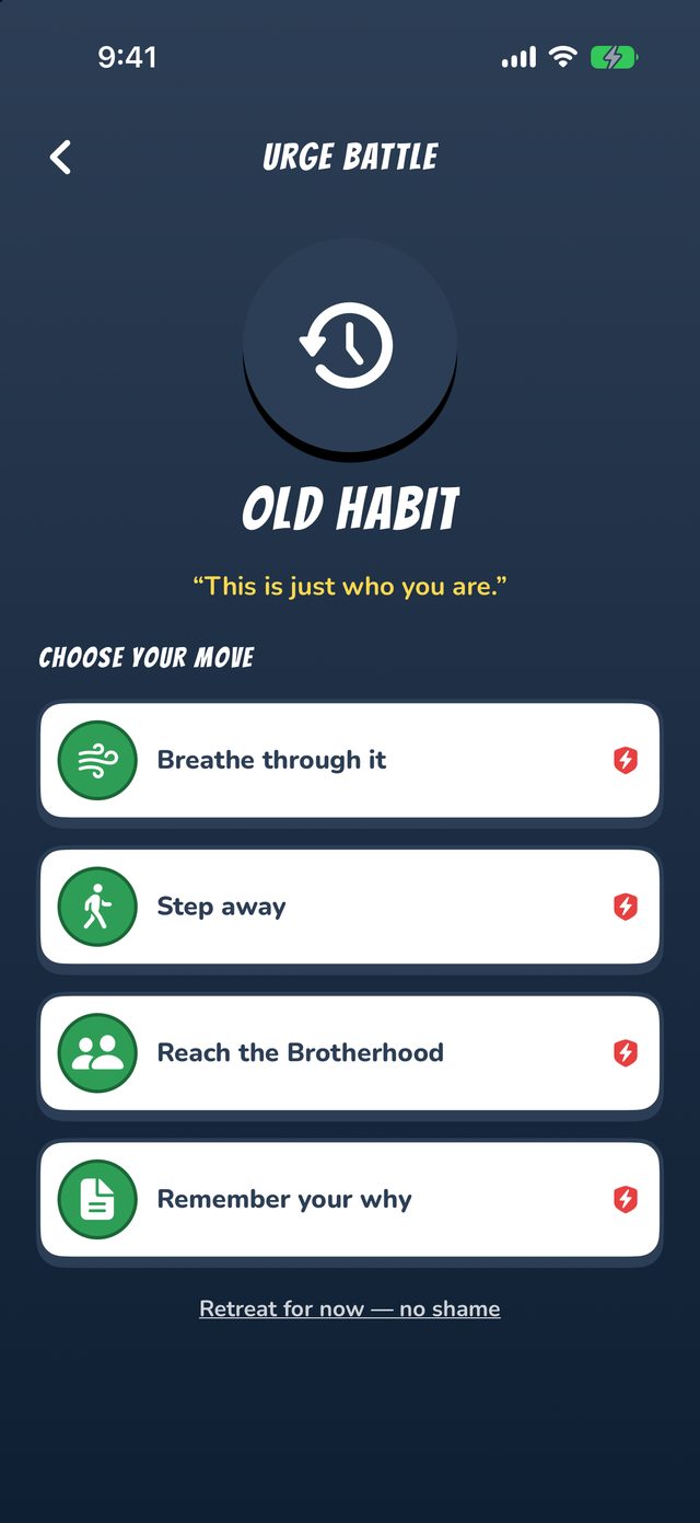 Urge Battle screen — choose your move against a craving